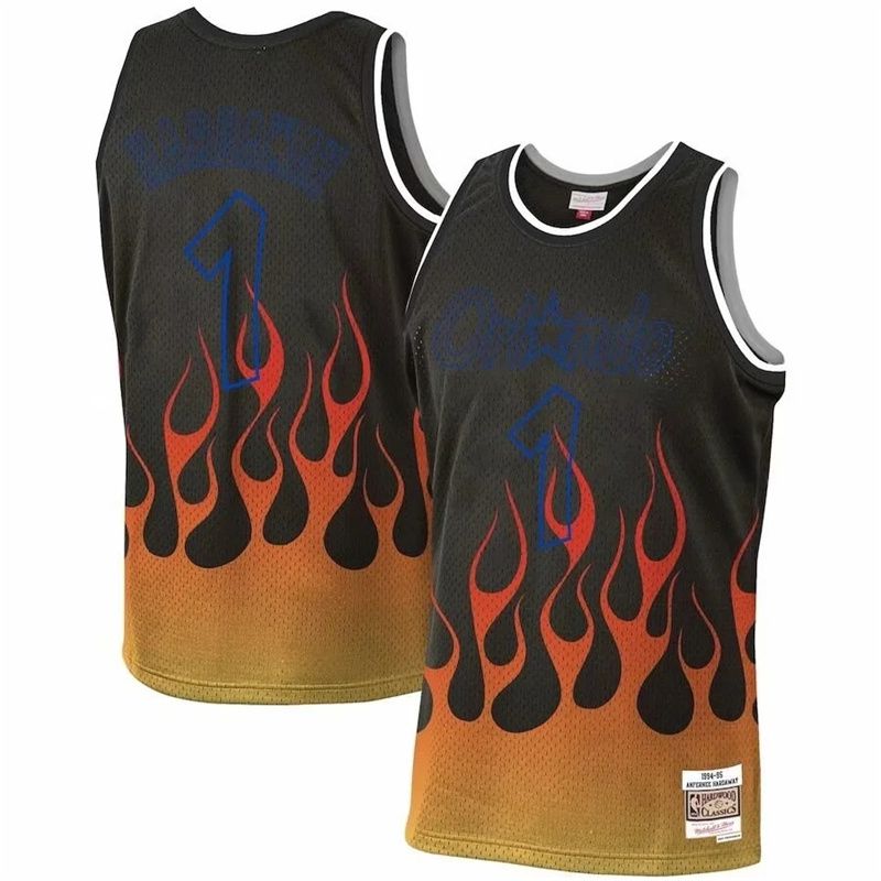 Men Orlando Magic #1 Hardaway Black Flame retro NBA Jersey->orlando magic->NBA Jersey